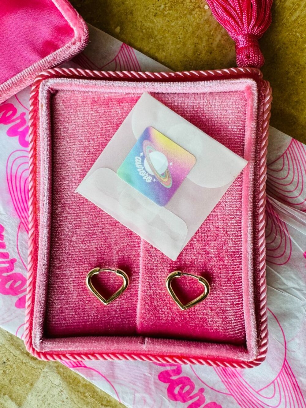 Auroro Heartbreaker Mini Heart Hoop Huggie Earrings NWT